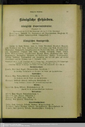 II. Behördenverzeichnis : II. Königliche Behörden