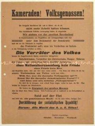 Aufruf von Marine-Angehörigen zum Kampf für das Rätessystem