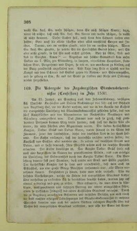 169. Die Uebergabe des Augsburgischen Glaubensbekenntnisses (Confession) im Jahr 1530