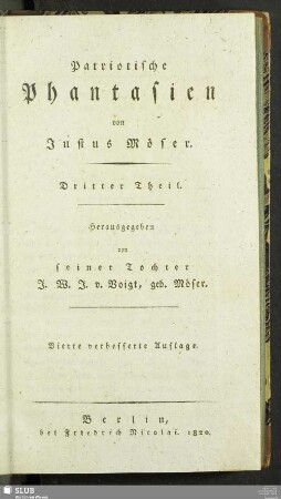 Dritter Band: Patriotische Phantasien : Dritter Theil