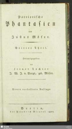 Dritter Band: Patriotische Phantasien : Dritter Theil