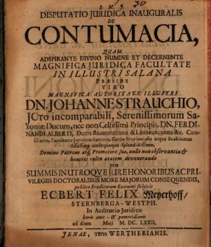 Disputatio Juridica Inauguralis De Contumacia