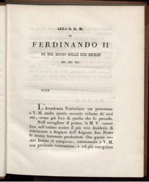 Alla S. R. M. di Ferdinando II. re del Regno delle due Sicilie etc. etc. etc.