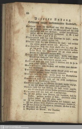 Vierter Anhang. Erklärung einiger vorkommenden Ausdrücke