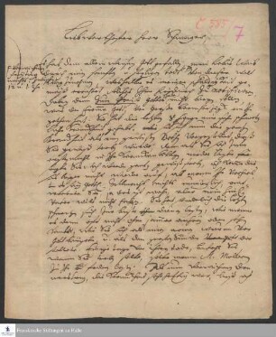 Brief von Johann Elias Tömlich an [Johann Tribbechow].