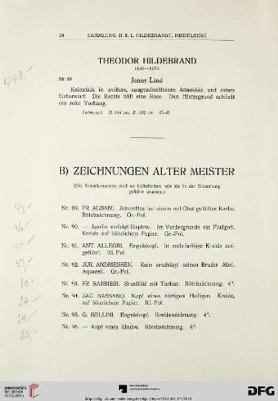 B) Zeichnungen alter Meister (Nr. 89-131)