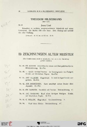 B) Zeichnungen alter Meister (Nr. 89-131)