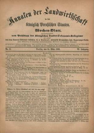 No. 11. Berlin, den 14. März 1866. VI. Jahrgang.