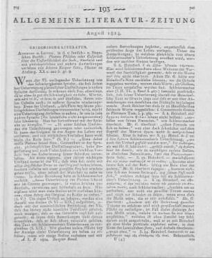 PLato: Platons Phädon oder Gespräch über die Unsterblichkeit der Seele. Übers. und Bearb. v. J. K. Götz. Augsburg; Leipzig: Jenisch & Stage 1824