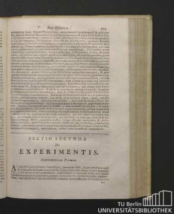 Sectio Secunda De Experimentis. Experimentum Primum.
