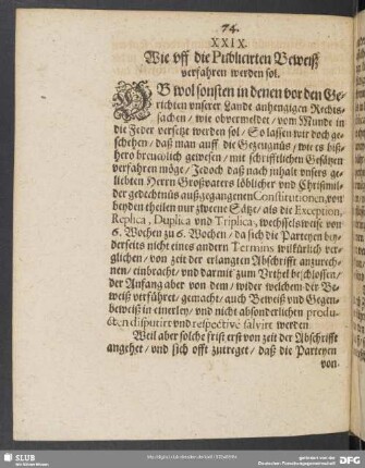 XXIX. Wie uff die Publicirten Beweiß verfahren werden sol