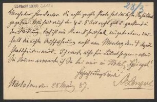 Brief an B. Schott's Söhne : 28.03.1887