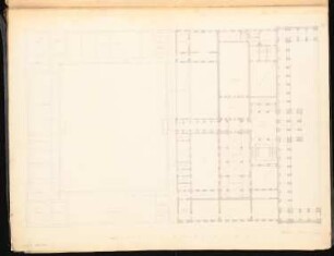 Akademie der Künste Schinkelwettbewerb 1855: Grundriss Obergeschoss; Maßstabsleiste