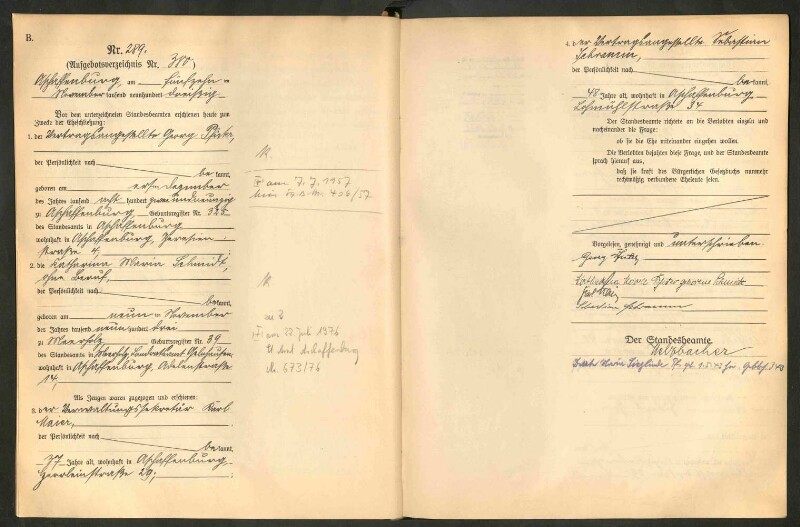 Standesamtsbuch der Stadt Aschaffenburg: Eheschließungen 252/1930 - 130/1931