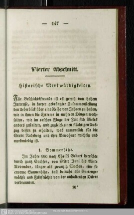 Vierter Abschnitt. Historische Merkwürdigkeiten