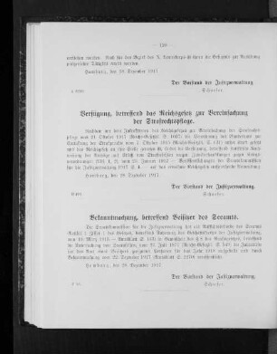 Verfügung, betreffend das Reichsgesetz zur Vereinfachung der Strafrechtspflege