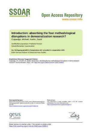 Introduction: absorbing the four methodological disruptions in democratization research?