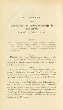 II. Hoofdstuk. Aardrijks- en plaatsbeschrijving van Java. Residentie Pekalongan