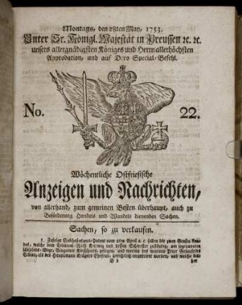 No. 22. Montags, den 28ten May, 1753.