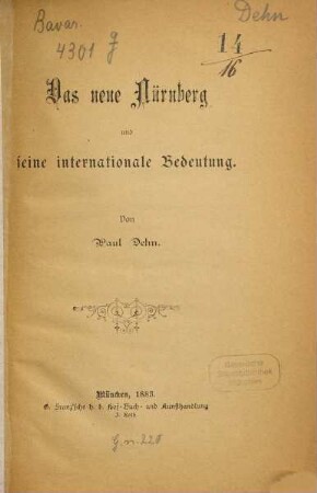 Das neue Nürnberg und seine internationale Bedeutung