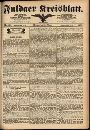 Erste Ausgabe vom Mittwoch, den 28. Oktober 1903.