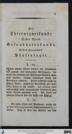 Erstes Hauptstück. Physiologie.