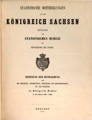 Statistische Mittheilungen aus dem Königreich Sachsen. 2. 1852 = Lfg. 2