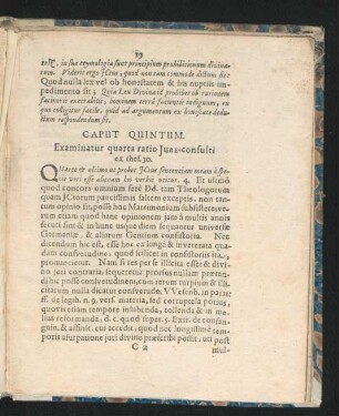 Caput Quintum. Examinatur quarta ratio Iure-consulti ex thes. 30.