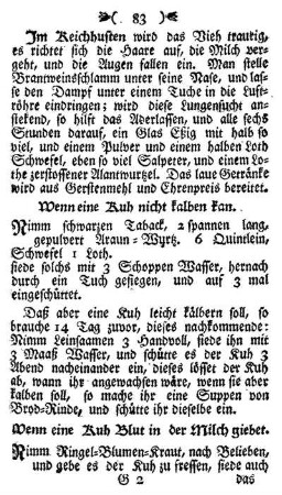 Wenn eine Kuh nicht Kalben kan.