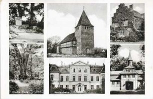 Sammelansicht: Hamburg-Wellingsbüttel, Ehrenmal, große Eiche, Herrenhaus, Rathaus
