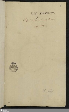 Inventarium der zur Churf. Sächß. Rentherey zu Budißin behörigen Acta. (Vol. XXXXVIII.) - Mscr.Dresd.K.46.c