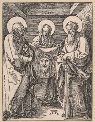 Kleine Passion, Blatt 23: Veronika zwischen den hll. Peter und Paul (Vera Icon)