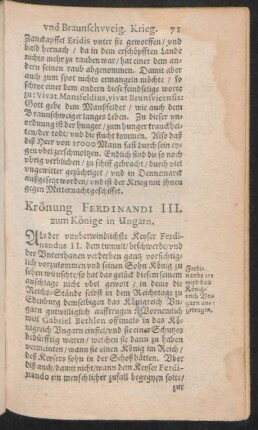 Krönung Ferdinandi III. zum Könige in Ungarn