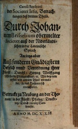 Caroli Scribani Der Societet Jesu, Betrachtungen deß dritten Theils
