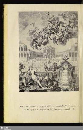 Abb. 1. Titelblatt des Kupferstichwerkes von M. D. Pöppelmann über den Zwinger n. d. Original im Kupferstichkabinett Dresden