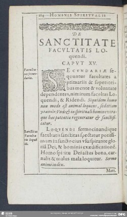 De Sanctitate Facultatis Loquendi. Caput XV.