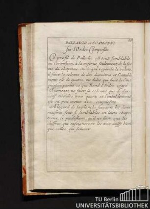 Palladio et scamozzi sur l'ordre Composite