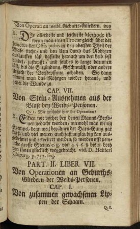 Liber VII. Von Operationen an Geburths-Gliedern der Weibs-Personen.