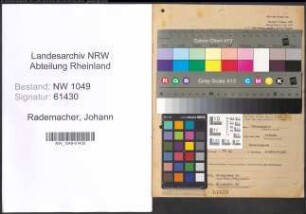 Entnazifizierung Johann Rademacher , geb. 22.08.1888 (Werkmeister)