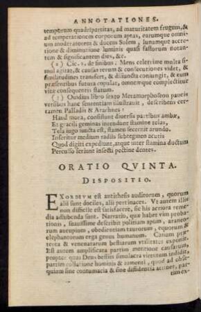 Oratio Quinta. Dispositio.