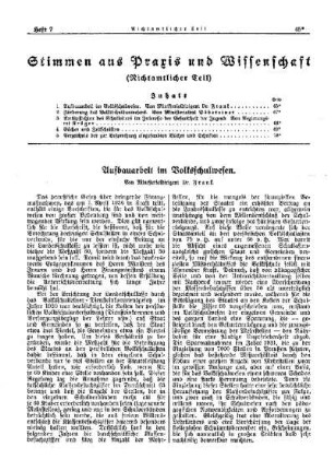 Aufbauarbeit im Volksschulwesen : [Nichtamtlicher Teil]