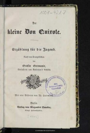 Der kleine Don Quixote : Erzählung für die Jugend