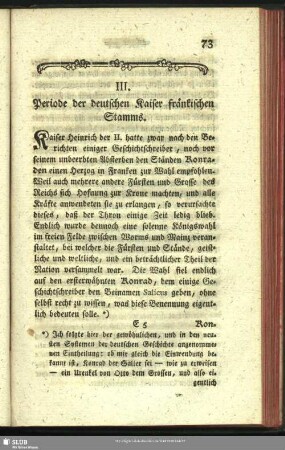 III. Periode der deutschen Kaiser fränkischen Stamms