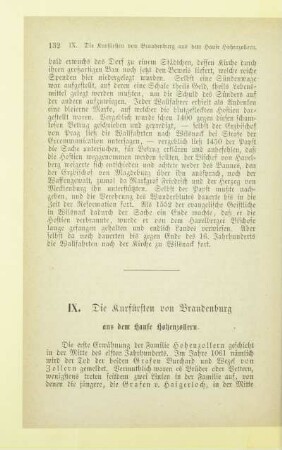 IX. Die Kurfürsten von Brandenburg aus dem Hause Hohenzollern
