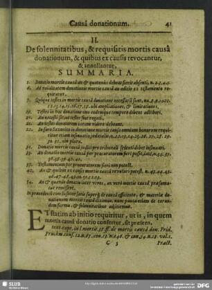 II. De solennitatibus, & requisitis mortis causa donationum, & quibus ex causis revocantur, & annullantur