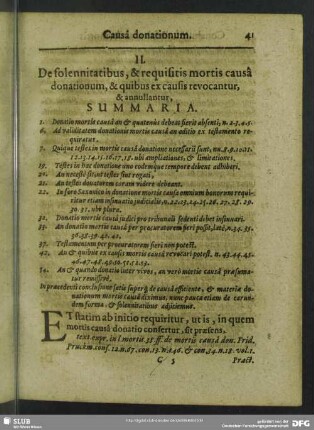 II. De solennitatibus, & requisitis mortis causa donationum, & quibus ex causis revocantur, & annullantur