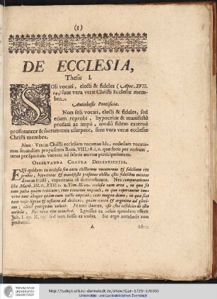 De Ecclesia, Thesis