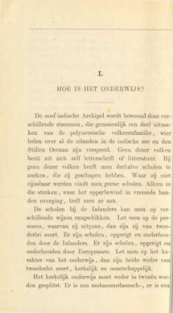 I. Hoe is het onderwojs?