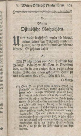 V. Weitere Ostindische Nachrichten.