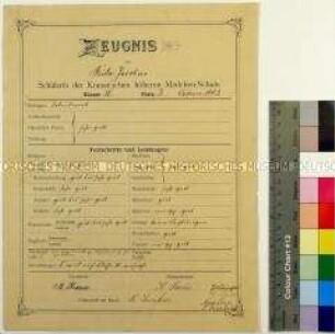 Oster-Zeugnis der Krause'schen höheren Mädchen-Schule